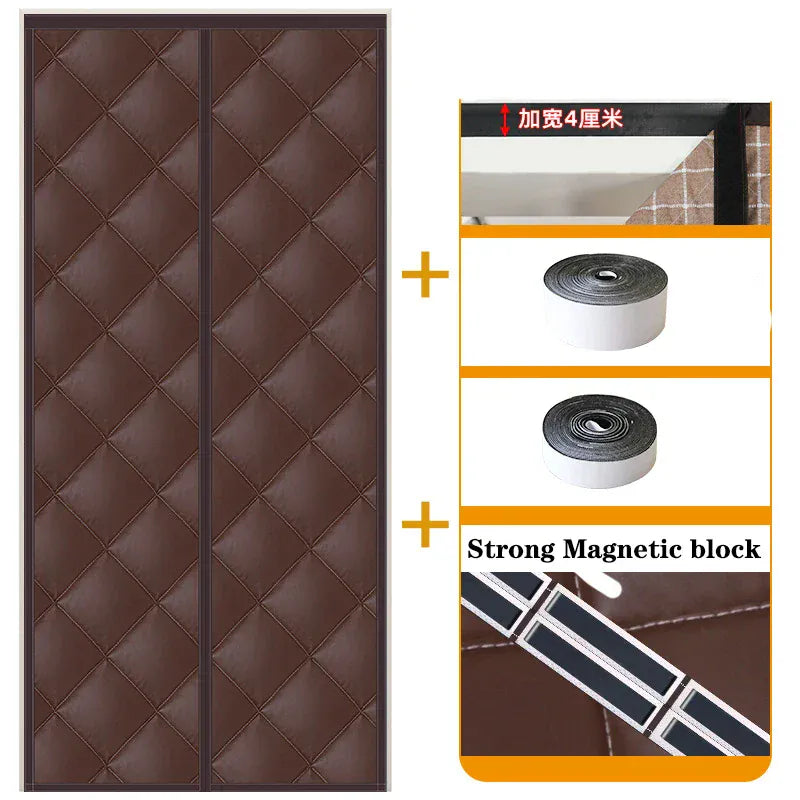 100x210cm  coffee Rideau de Porte Thermique Épais – Anti-Froid & Coupe-Vent, Tissu Oxford, Isolation Hiver Automne