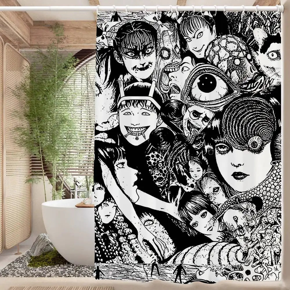 150x180 cm / z8 Rideau de Douche Junji Ito – Imprimé Tomie, Étanche et Lavable avec 12 Crochets Inclus