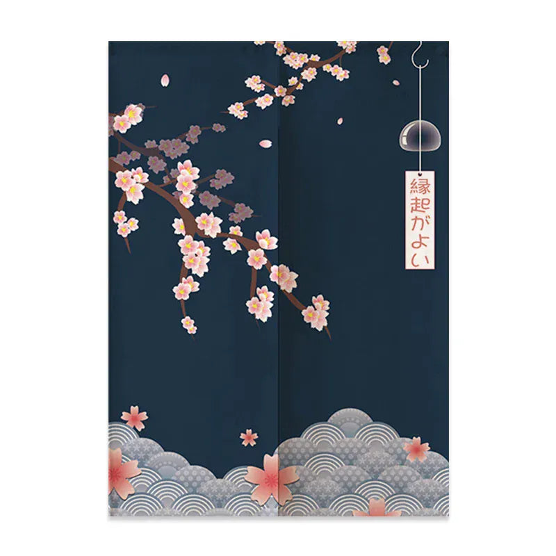 16 / 120x200cm Noren Japonais en Lin – Mont Fuji et Vagues, Rideau Demi-Porte pour Séparation Chambre, Cuisine ou Entrée
