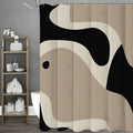 180*180cm Rideau de Douche Étanche – Design Géométrique Fluide Noir et Brun avec Crochets Inclus
