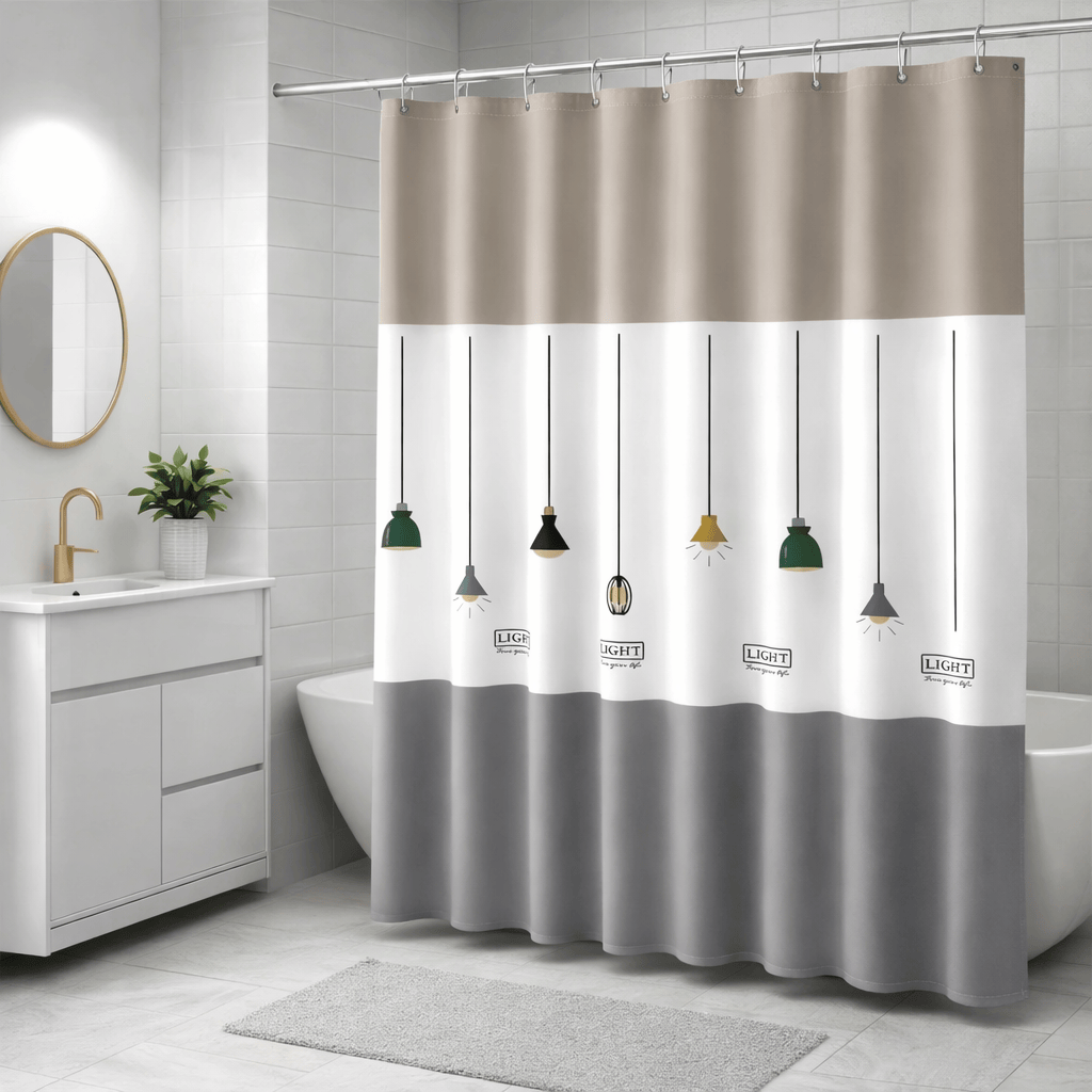 2507281276 / CN / 90x180cm Rideau de Douche Nordique – Motif Lustre Élégant, PEVA Imperméable et Facile à Nettoyer