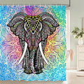 2507281570 / CN / 90x180cm Rideau de Douche Bohème Mandala – Tissu Imprimé Haute Qualité Étanche avec 12 Crochets