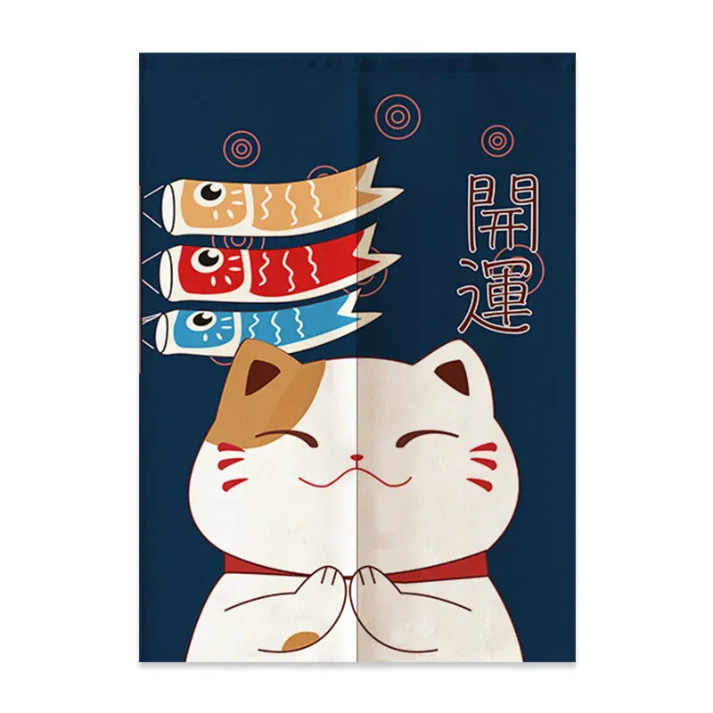 9 / 85x120cm Noren Japonais en Lin – Mont Fuji et Vagues, Rideau Demi-Porte pour Séparation Chambre, Cuisine ou Entrée