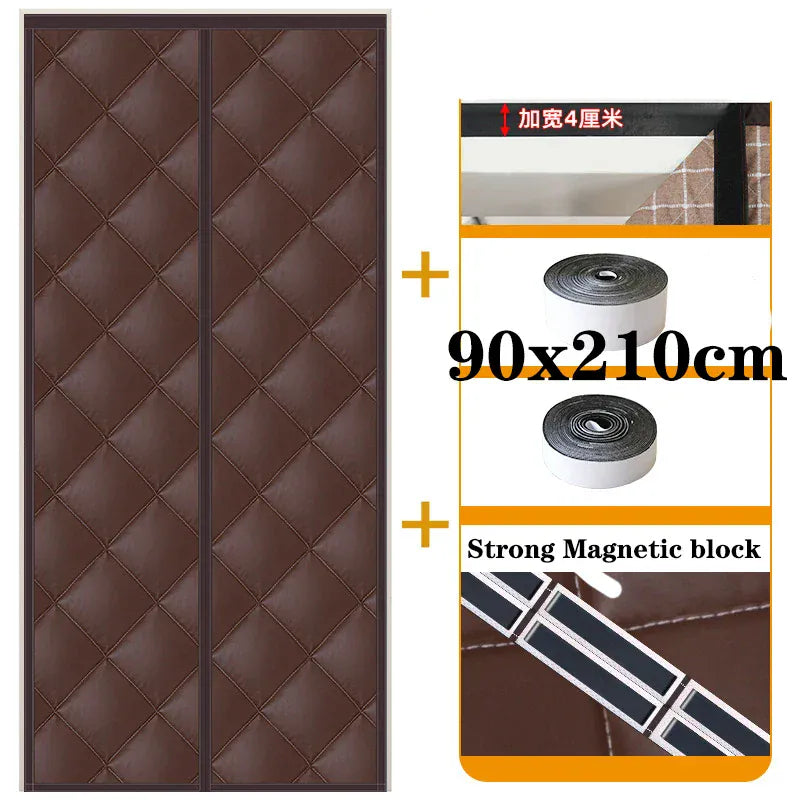 90x210cm  Coffee Rideau de Porte Thermique Épais – Anti-Froid & Coupe-Vent, Tissu Oxford, Isolation Hiver Automne