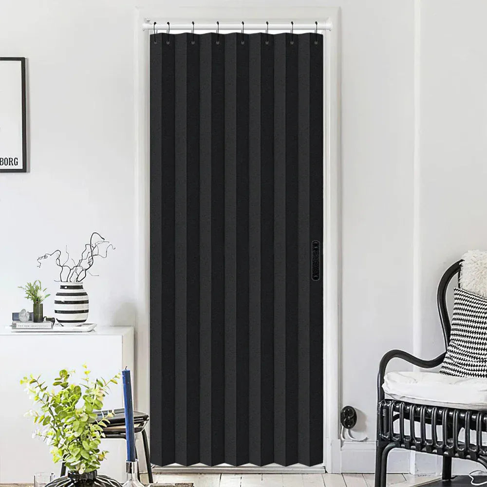 Black / W42xH78in(106x198cm) / Grommet Top Rideau de Porte Plissé Occultant – Isolation Thermique, Étanche, Séparateur de Pièce pour Salon & Chambre