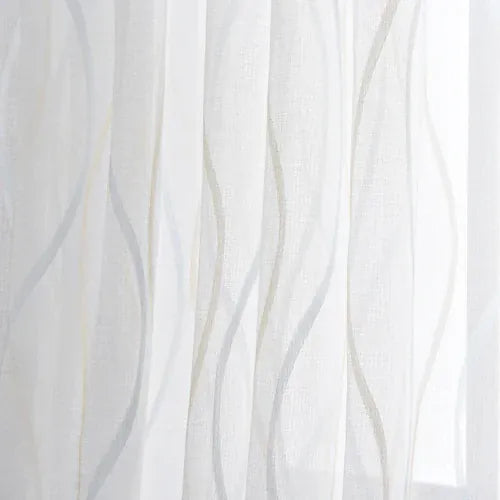 Blue Gold / W400cmXL250cm / Metal Grommet Top Voilage Rayé Rustique Jacquard – Rideaux Légers pour Chambre d’Enfant, Style Européen Élégant et Lumineux