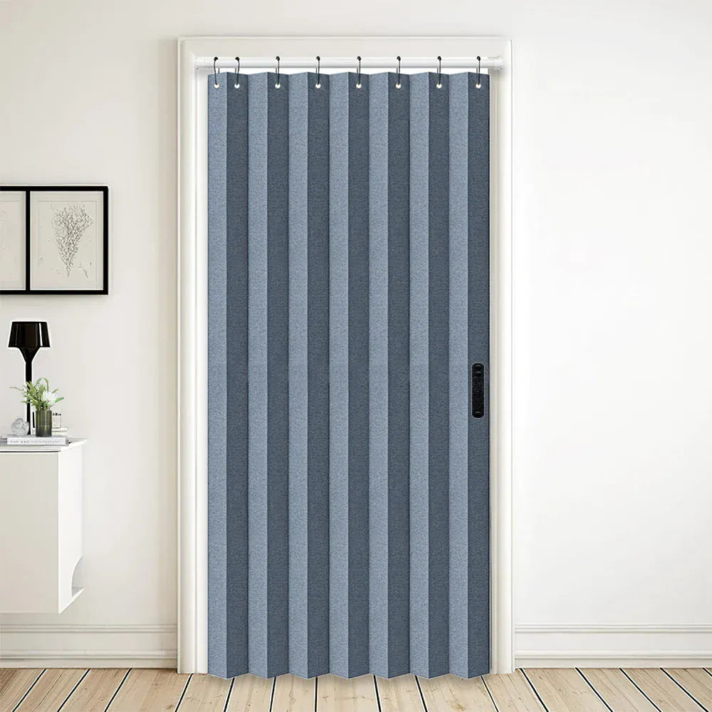 Blue / W53xL78in(134x198cm) / Grommet Top Rideau de Porte Plissé Occultant – Isolation Thermique, Étanche, Séparateur de Pièce pour Salon & Chambre