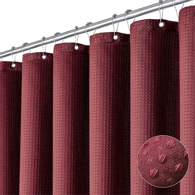 burgundy / 90x180cm Rideau de Douche Gaufré – Polyester Waterproof Anti-Moisissure, Style Hôtel Élégant