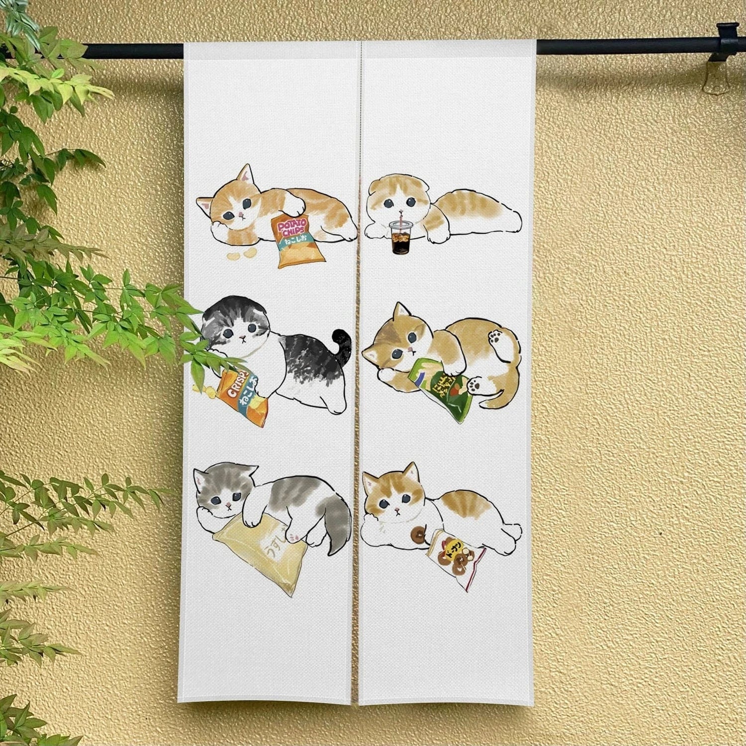 CLX00932 / 80x150cm Rideau Noren Chat Mignon – Demi-Portière Décorative pour Cuisine, Chambre et Entrée
