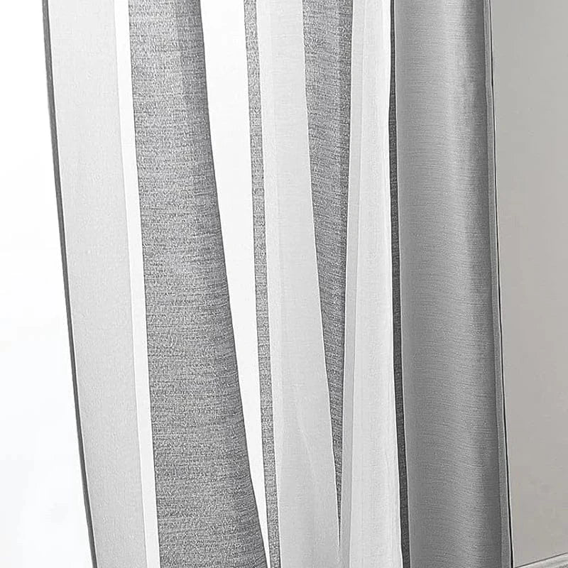 color 01 / W200cm x L270cm / Metal Grommet Top|CHINA Tenture Contemporaine Salon & Séjour – Rideaux Tulle à Rayures Verticales Élégants