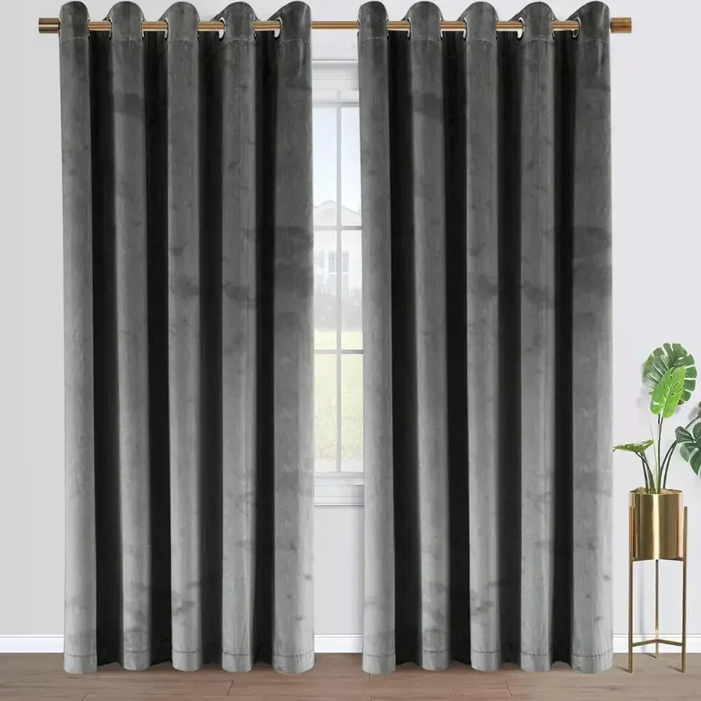 color 07 / W300cmxH250cm 1pc / Grommet Top (Ring) Rideaux Thermiques en Velours Vert Uni – Drapés Épais Occultants sur Mesure pour Salon et Séjour