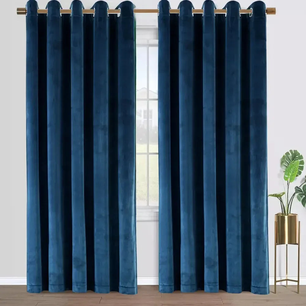 color 33 / W500cmxH250cm 1pc / Grommet Top (Ring) Rideaux Thermiques en Velours Vert Uni – Drapés Épais Occultants sur Mesure pour Salon et Séjour