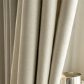 Cream / 1 piece W100xH270cm / Rings Top Rideaux Occultants 75–90% Sur Mesure – Hauteur 310 cm, Tissu Uni Effet Lin Beige, Réducteur de Bruit pour Salon & Chambre