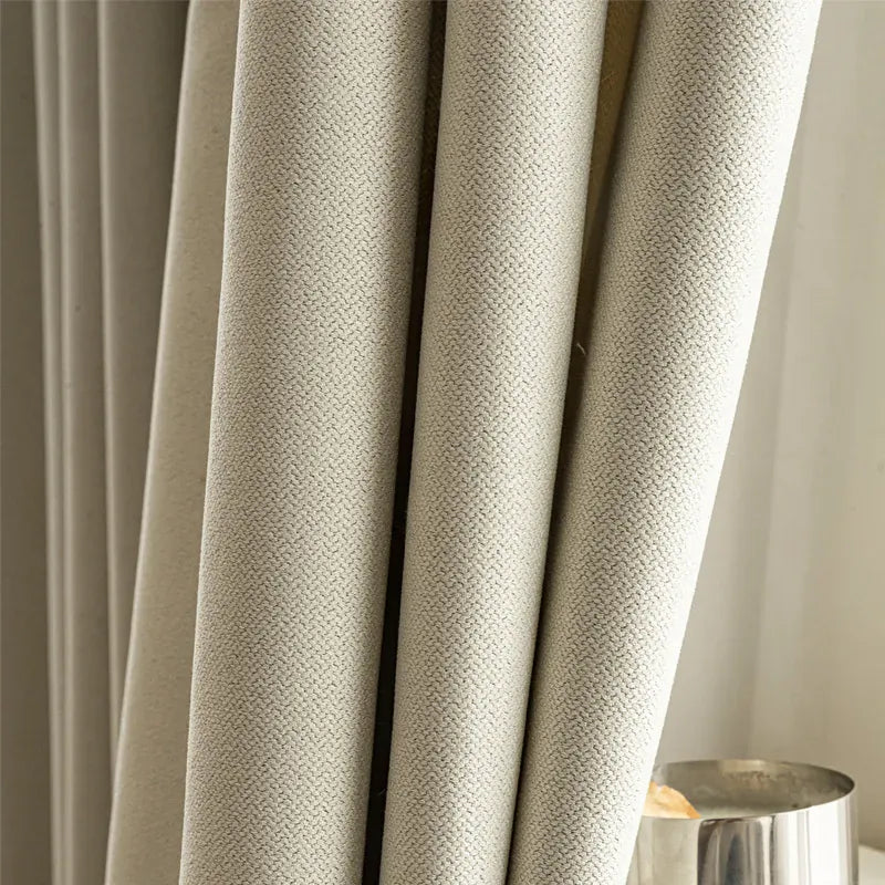 Cream / 1 piece W100xH270cm / Rings Top Rideaux Occultants 75–90% Sur Mesure – Hauteur 310 cm, Tissu Uni Effet Lin Beige, Réducteur de Bruit pour Salon & Chambre