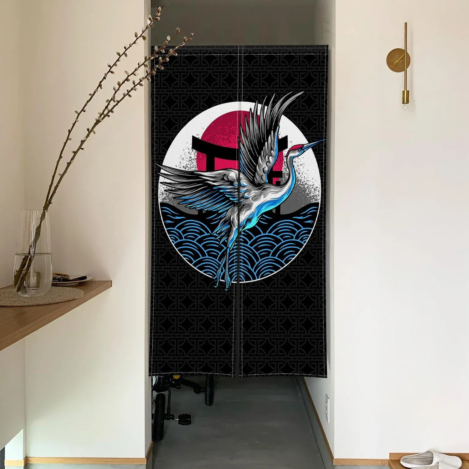 CTS00737 / 95x160cm Rideau Demi-Portière Dragon Chinois – Style Japonais pour Cuisine, Chambre ou Entrée