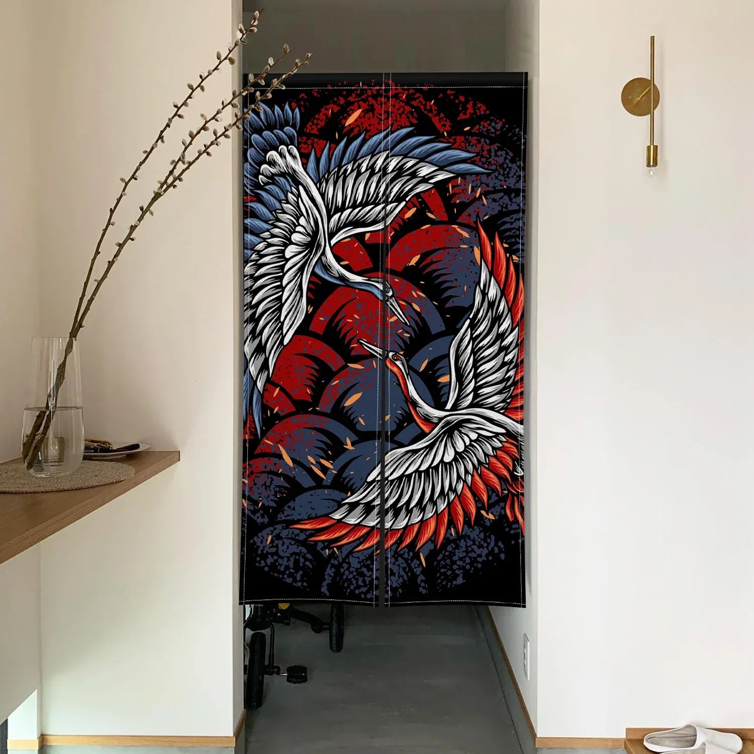 CTS00740 / 65x100cm Rideau Demi-Portière Dragon Chinois – Style Japonais pour Cuisine, Chambre ou Entrée