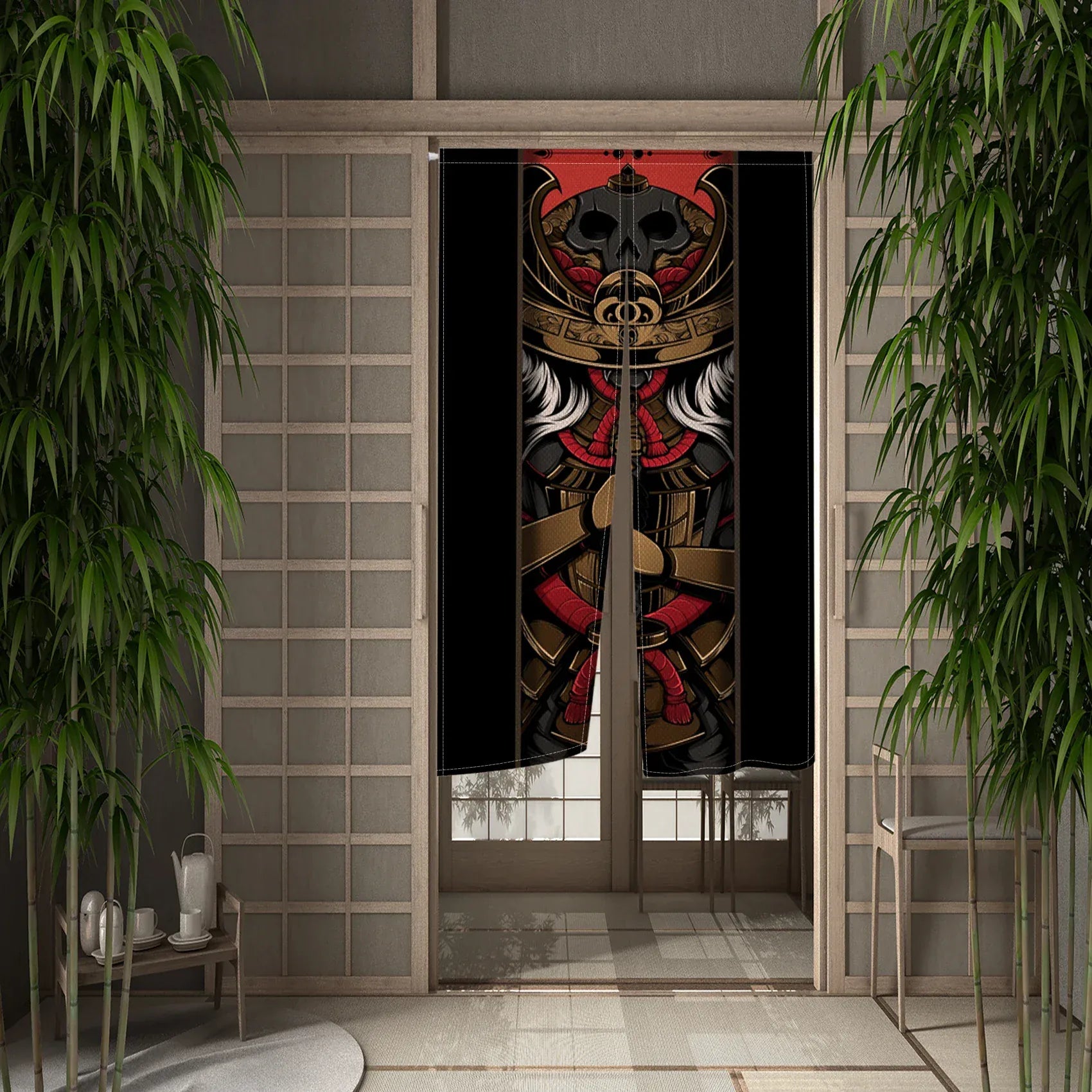 CTS01070 / 80x130cm Rideau Demi-Portière Dragon Chinois – Style Japonais pour Cuisine, Chambre ou Entrée