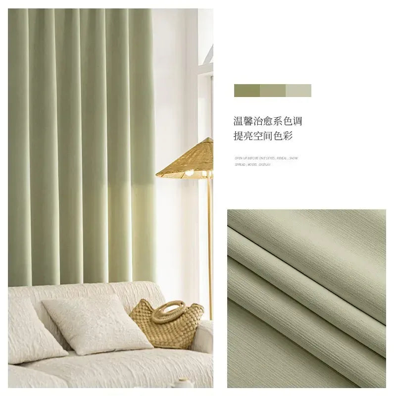 Curtain 4 / W280cmxH250cm 1PC / Grommet Top Rideaux en Velours Crème – Chenille Française, Occultants Sur Mesure pour Salon, Salle à Manger ou Chambre