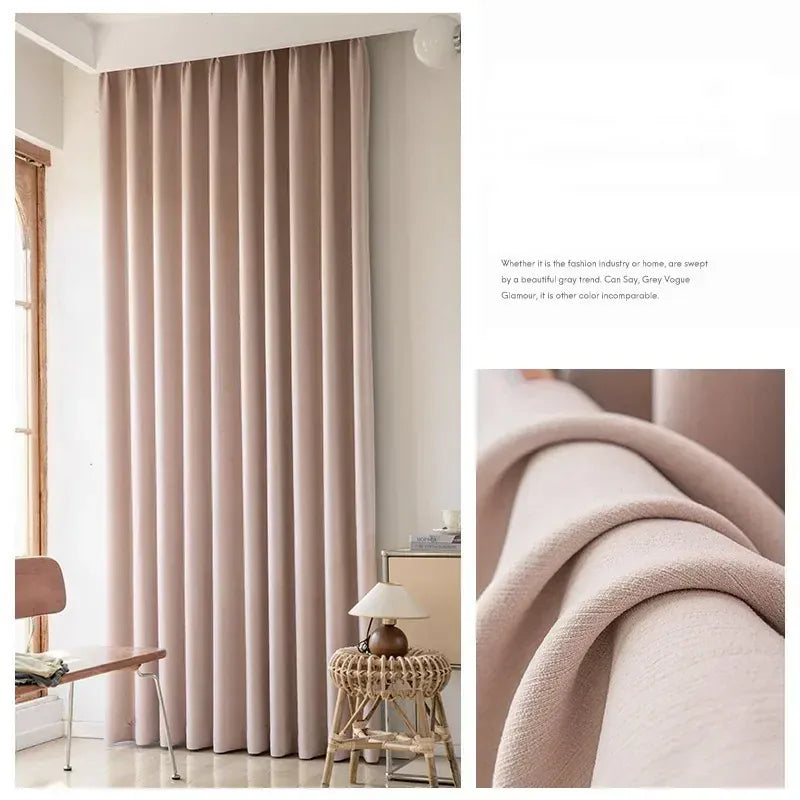 Curtain 8 / W280cmxH250cm 1PC / Grommet Top Rideaux en Velours Crème – Chenille Française, Occultants Sur Mesure pour Salon, Salle à Manger ou Chambre