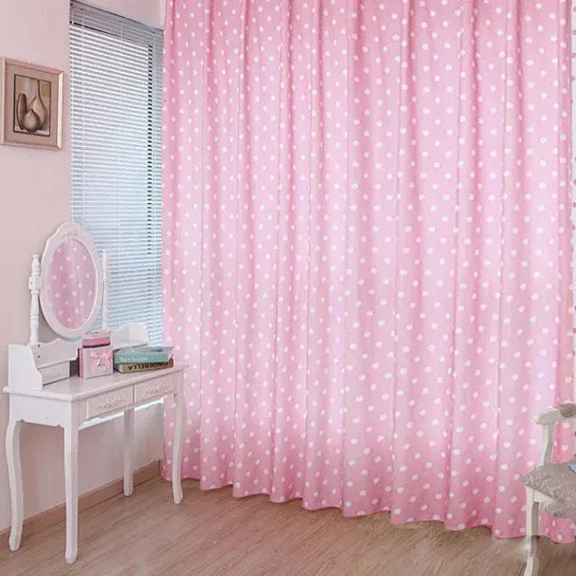 Curtain Cloth 01 / W150 x H160cm / Grommet Top Rideaux à Petits Pois – Style Coréen Doux, Semi-Occultants, Chambre Fille ou Enfant, Tulle Aéré
