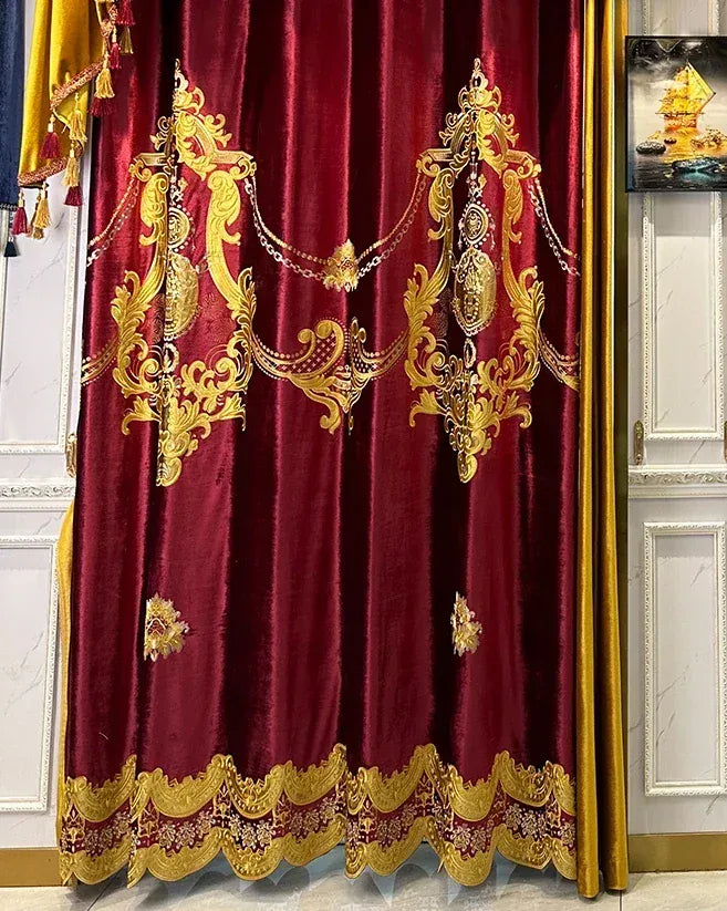 Curtain / W150cmxH250cm 1PC / Grommet Top(Rings) Tenture Palais Élégante – Drapés Velours Rouge Occultants et Isolants pour Pièce de Vie Haut de Gamme