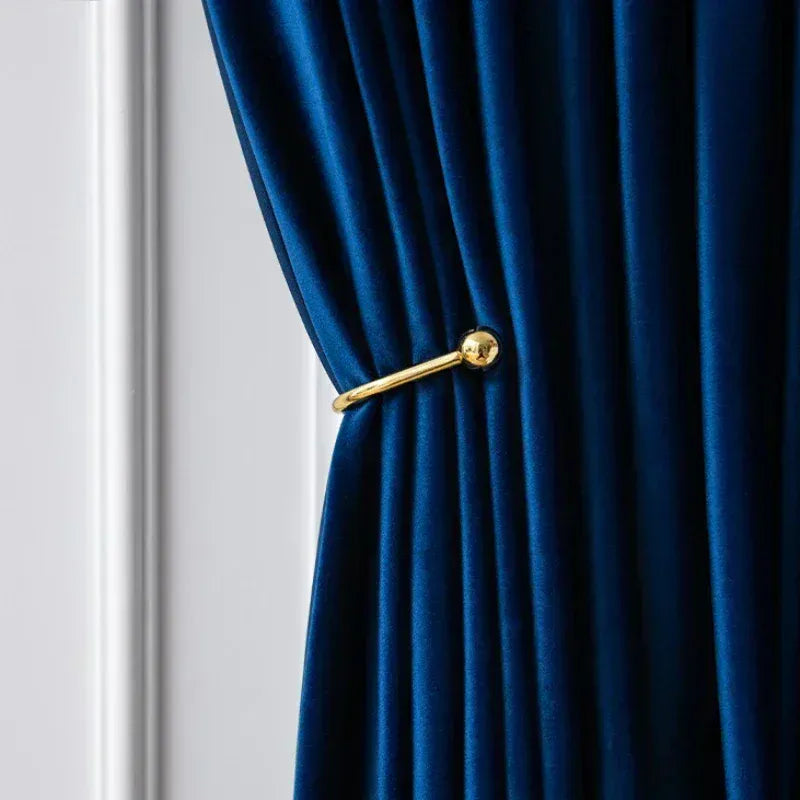 Curtains-1 / W500cmxH250cm 1PC / Grommet Top(Rings) Rideaux Thermiques en Velours Bleu Roi – Occultants Luxe pour Salon et Séjour Modernes