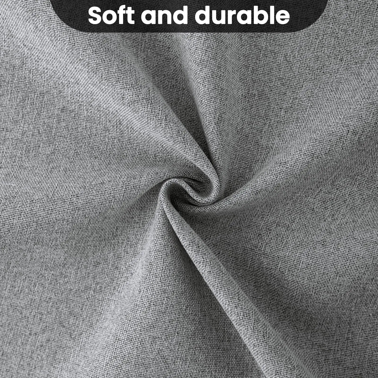 Dove Grey / W200xH310cm 1piece / Rings Rideaux Occultants 100% Sur Mesure – Hauteur 310 cm, Tissu Effet Lin Uni pour Salon ou Chambre