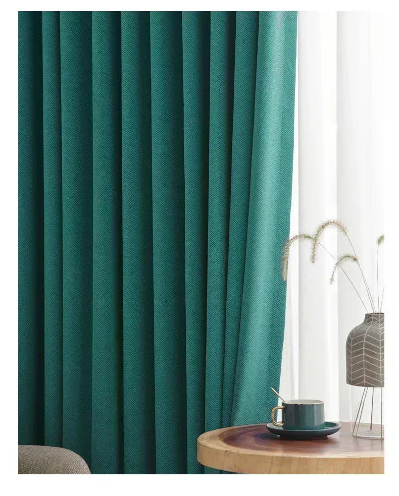 emerald / W300cmxH250cm 1PC / Grommet Top Rideaux Occultants Épaissis 2025 – Tissu Crème Style Français, Coton Lin, Pour Salon ou Chambre