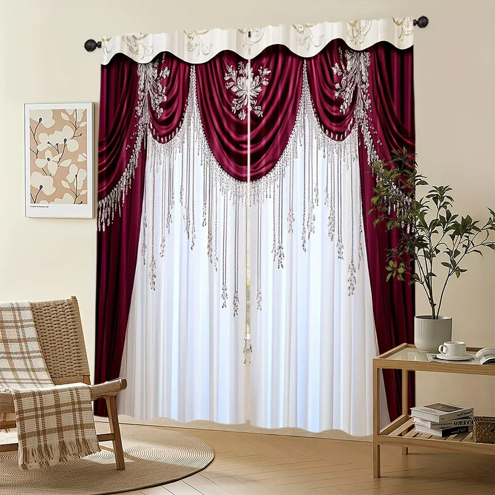 Ensemble de 2 Rideaux Décoratifs – Imprimés Indien Orné pour Chambre et Salon