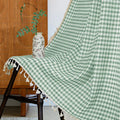 green / W100cm x H130cm 1Pc / Grommet Top Rideaux Rustiques Style Forêt à Franges – Motif à Carreaux, Pour Chambre, Salon ou Balcon, Déco Maison (1/2 Pcs)