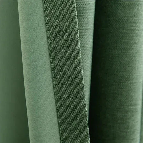 Green / W80x130cm 1PC / Metal Grommet Top Rideaux Occultants Luxe en Coton Lin – Tissu Épais Sur Mesure 310 cm, Élégance Naturelle pour Salon & Chambre