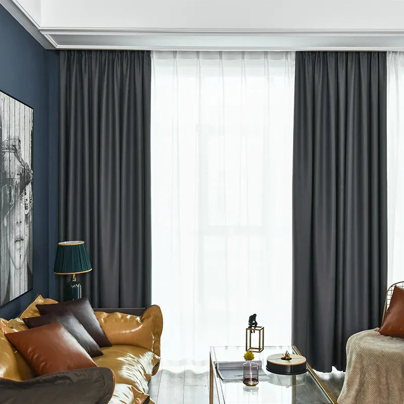 Grey Curtain / W180xL270cm 1pc / Grommets Top(Rings) Rideaux Élégants Salon & Séjour – Occultants Épais, Protection Contre Chaleur et Lumière