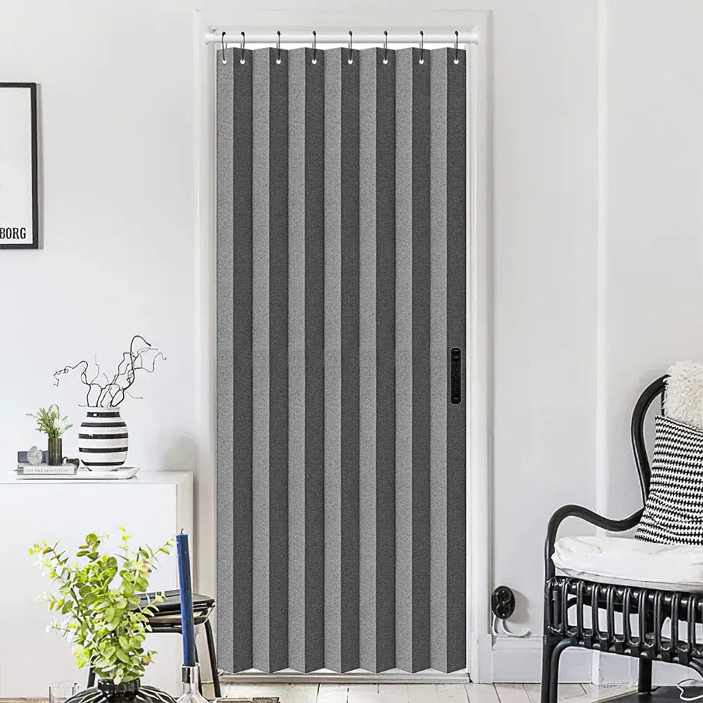 Grey / W42xH78in(106x198cm) / Grommet Top Rideau de Porte Plissé Occultant – Isolation Thermique, Étanche, Séparateur de Pièce pour Salon & Chambre