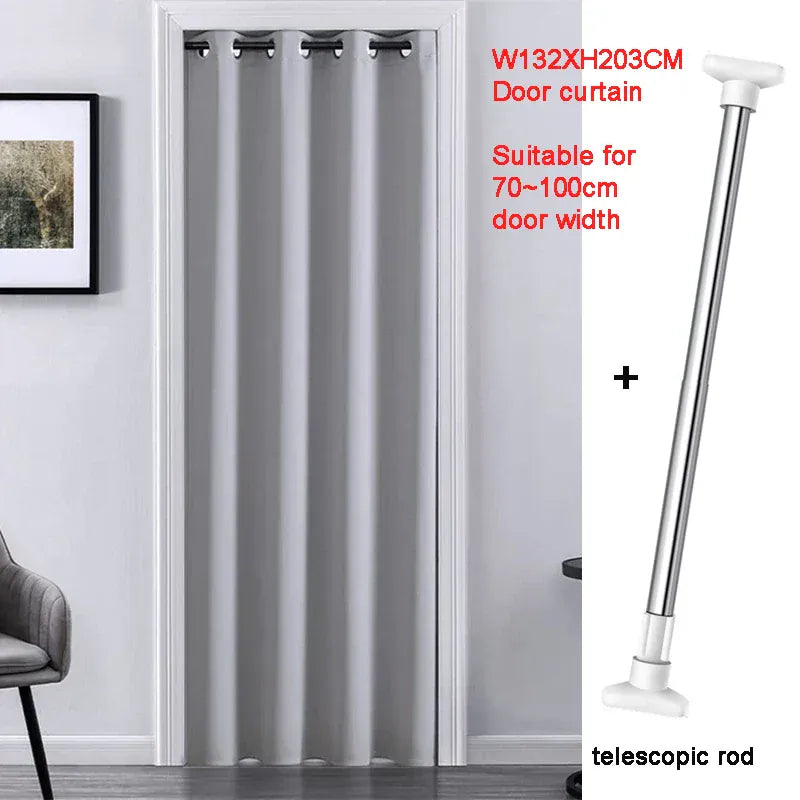 greyA W132XH203 rod Rideau de Porte Blanc Pur – Occultant Haut de Gamme, Sans Perçage, Intimité Chambre