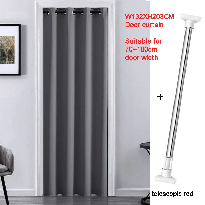 greyB W132XH203 rod Rideau de Porte Blanc Pur – Occultant Haut de Gamme, Sans Perçage, Intimité Chambre