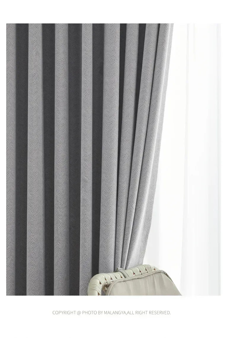 Kai Chen gray / W150cmxH250cm 1PC / Grommet Top Rideaux Occultants Épaissis 2025 – Tissu Crème Style Français, Coton Lin, Pour Salon ou Chambre