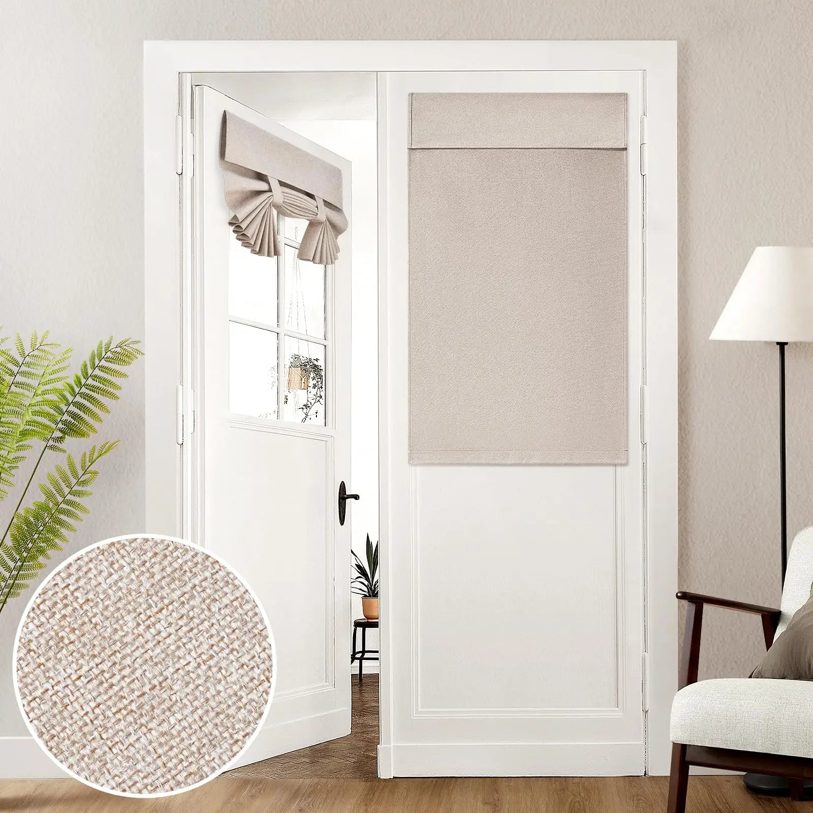 khaki / 26x68inch Rideaux Occultants en Lin Naturel – Style Français, Intimité et Anti-Lumière pour Porte ou Fenêtre