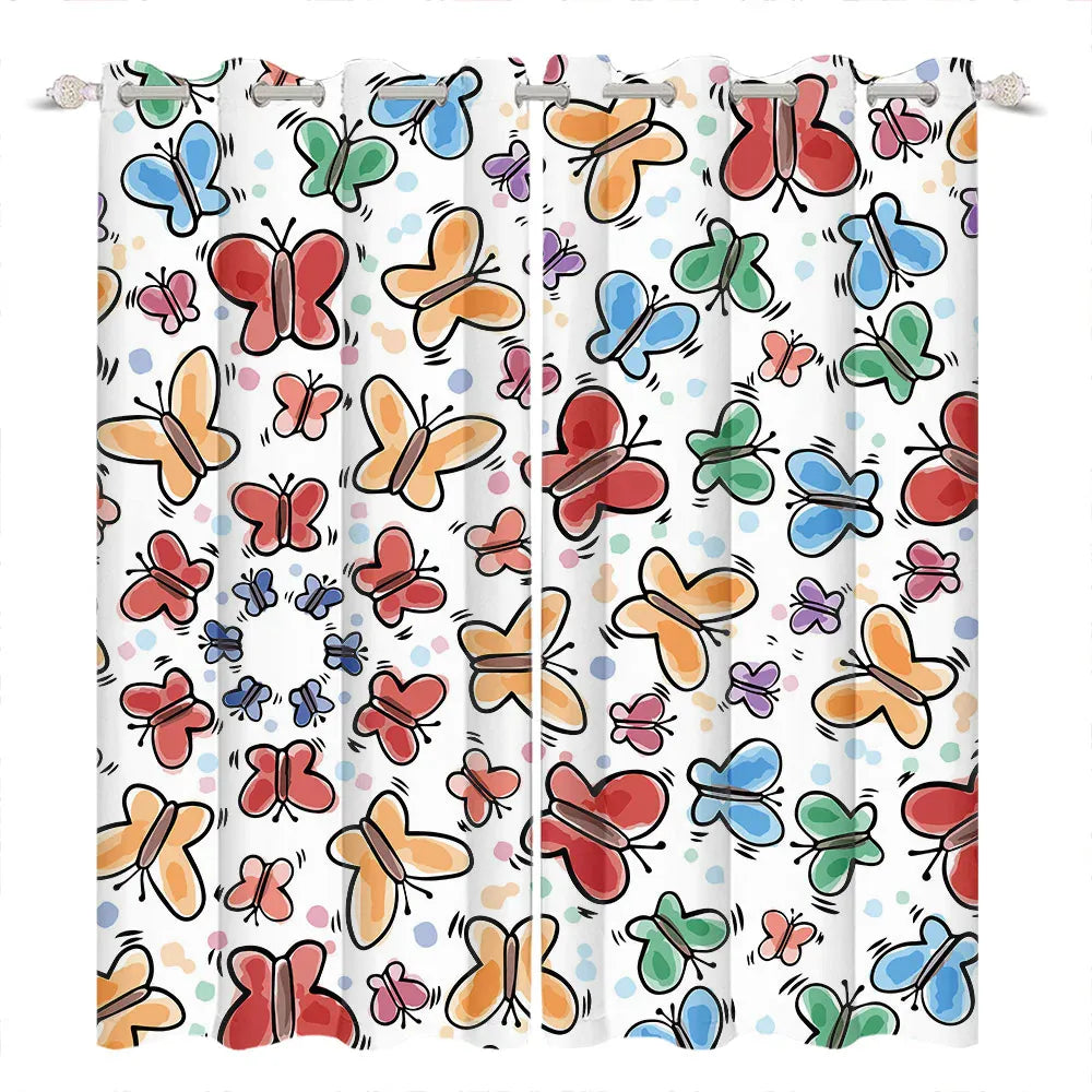 LBK00822 / 53x160cm 2pcs Rideaux Enfant Occultants – Motifs Baleine, Licorne, Espace & Éléphant, Décoration Chambre Garçon / Fille