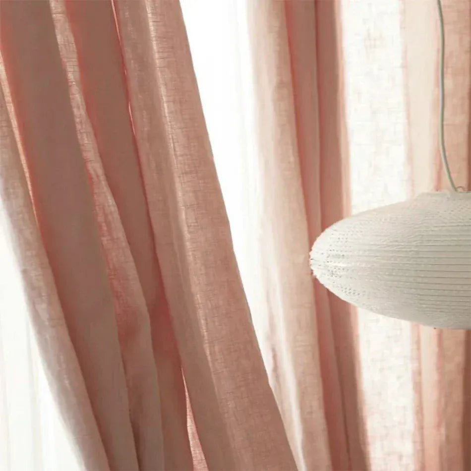 Light Apricot / W138xH180cm / Rod Pocket Style1 Rideaux en Lin 100% Naturel – Voilage Filtrant pour Salon, Chambre, Cuisine ou Chambre d’Enfant