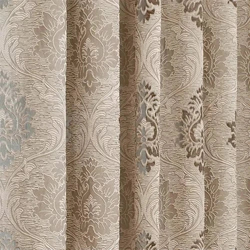 Light Brown / W132cm x L213cm 1PC / Rod pocket Rideau Jacquard à Fleurs – Style Européen, Effet Tissé Coloris Marron Clair pour Salon ou Balcon (1 Panneau)