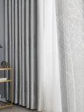 Light Grey / W132xH213cm / Grommet Top Rideaux Épais Gris Élégants – Style Light Luxury pour Salon
