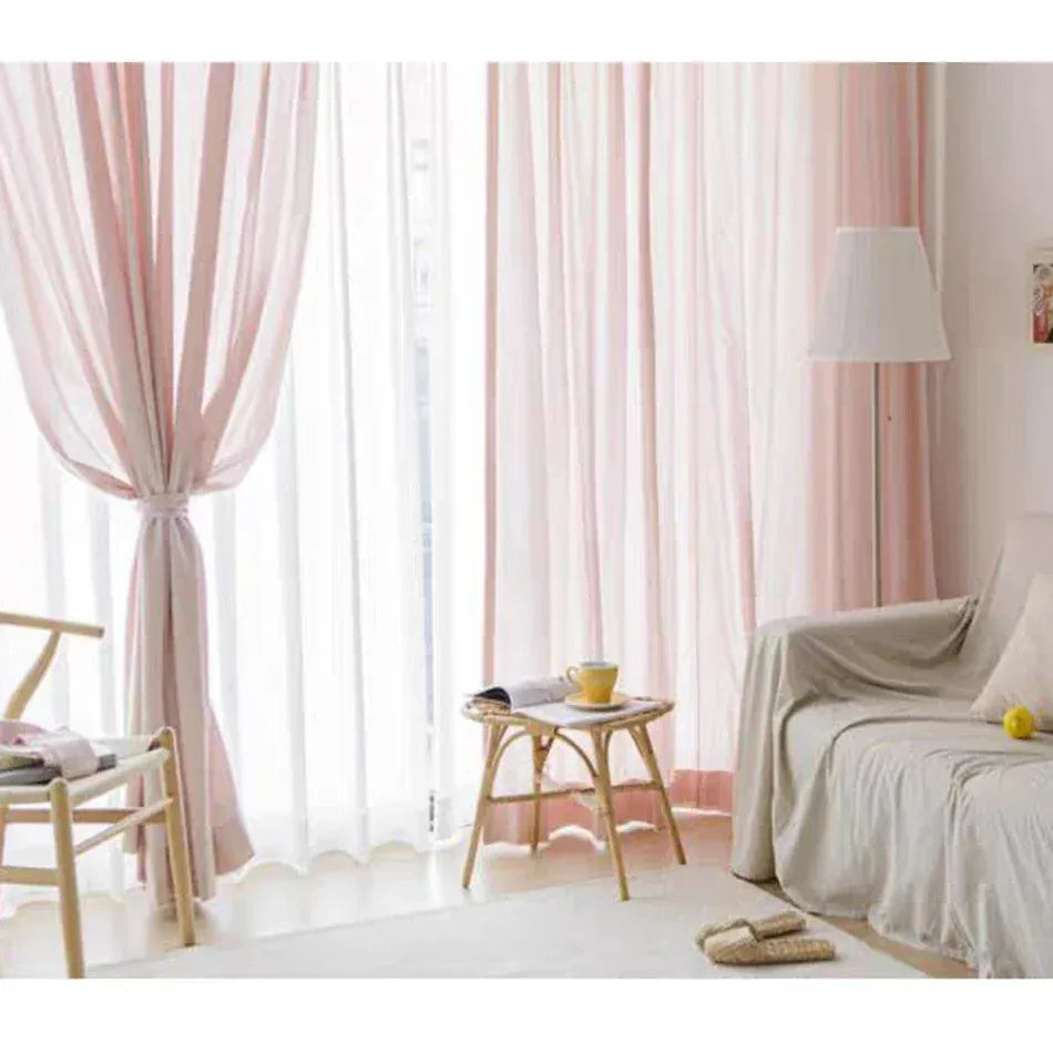 Light pink / W200xH260cm / Rod Pocket Style1 Rideaux en Lin 100% Naturel – Voilage Filtrant pour Salon, Chambre, Cuisine ou Chambre d’Enfant