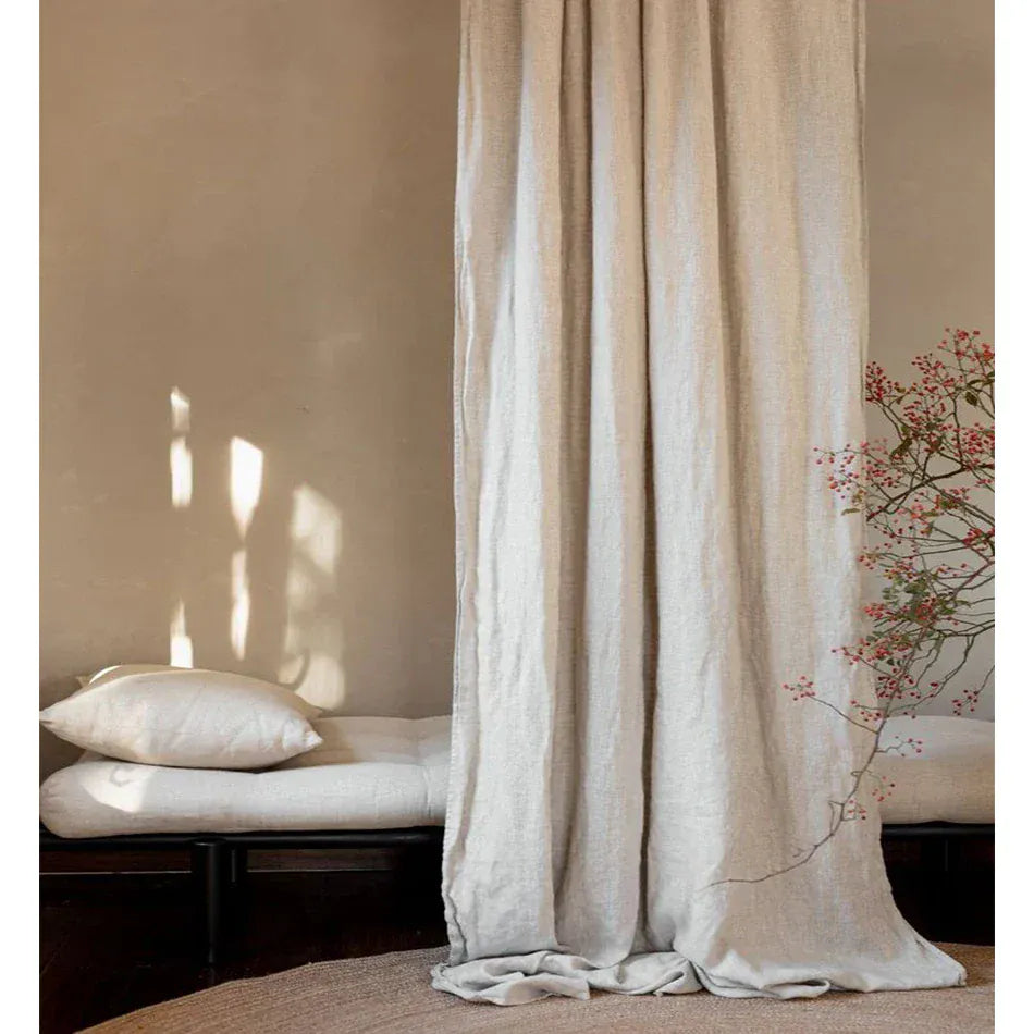 Linen / W200xH260cm / Rod Pocket Style1 Rideaux en Lin 100% Naturel – Voilage Filtrant pour Salon, Chambre, Cuisine ou Chambre d’Enfant