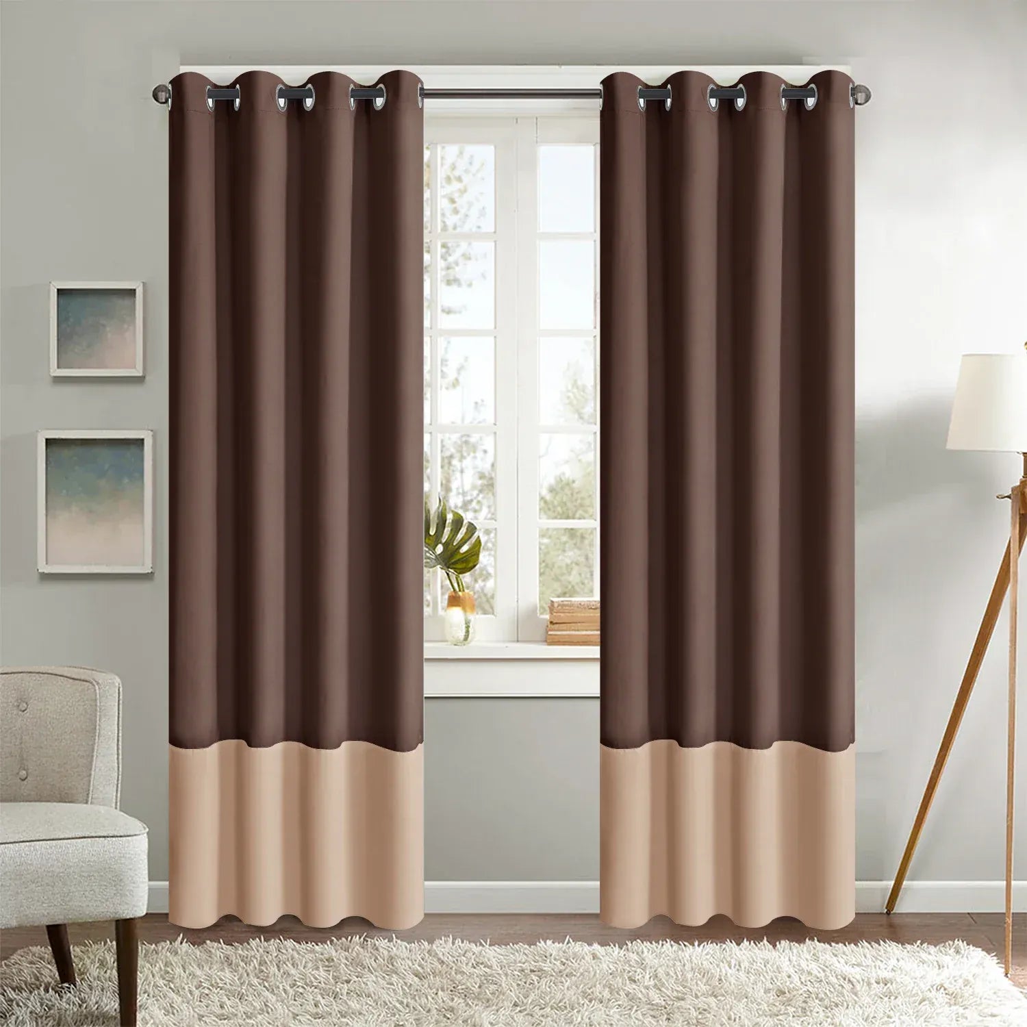 Lot de 2 Rideaux Extérieurs Imperméables – Œillets Métalliques, Occultants pour Pergola, Patio, Gazebo ou Porche