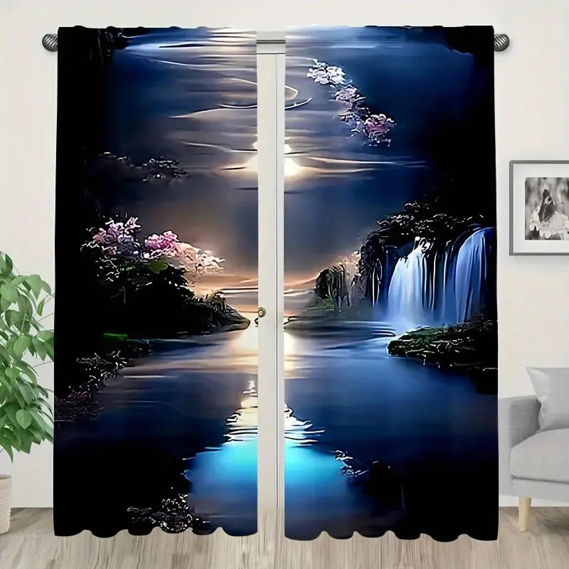 LY101 / 14Wx39L(35x100CM)x2 Ensemble de 2 Rideaux Décoratifs – Imprimés Indien Orné pour Chambre et Salon