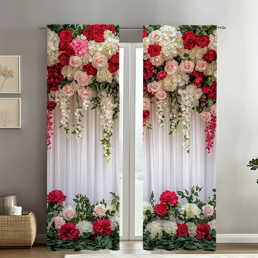 LY103 / 41Wx90L(105x230CM)x2 Ensemble de 2 Rideaux Décoratifs – Imprimés Indien Orné pour Chambre et Salon