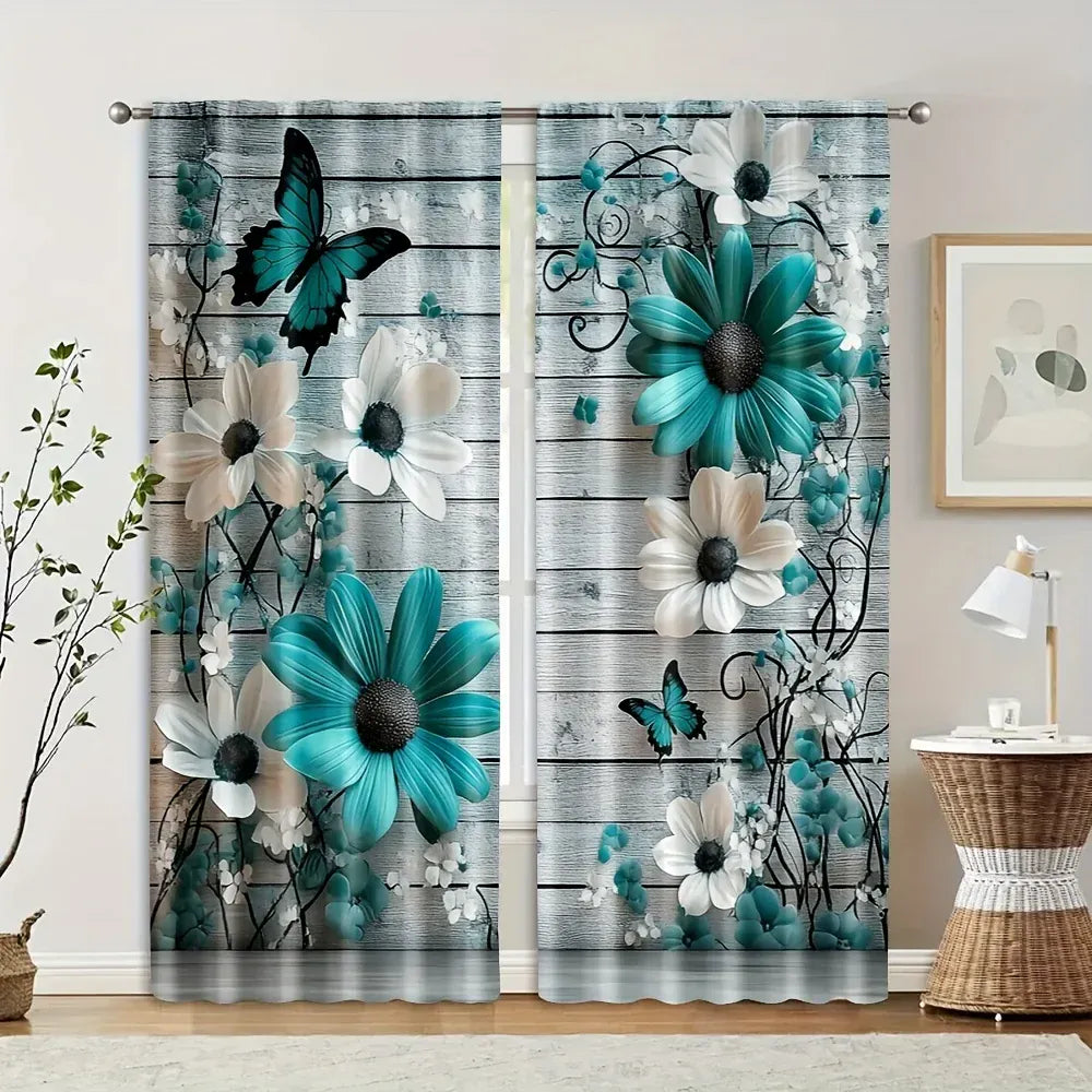 LY104 / 14Wx39L(35x100CM)x2 Ensemble de 2 Rideaux Décoratifs – Imprimés Indien Orné pour Chambre et Salon