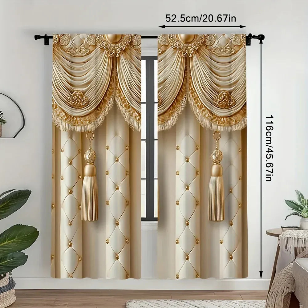 LY25 / 14Wx39L(35x100CM)x2 Ensemble de 2 Rideaux Décoratifs – Imprimés Indien Orné pour Chambre et Salon