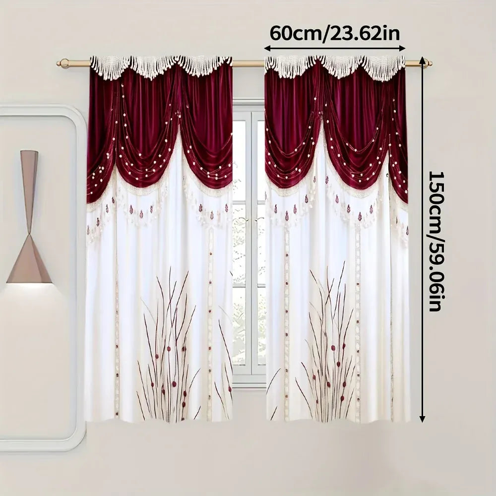 LY26 / 14Wx39L(35x100CM)x2 Ensemble de 2 Rideaux Décoratifs – Imprimés Indien Orné pour Chambre et Salon