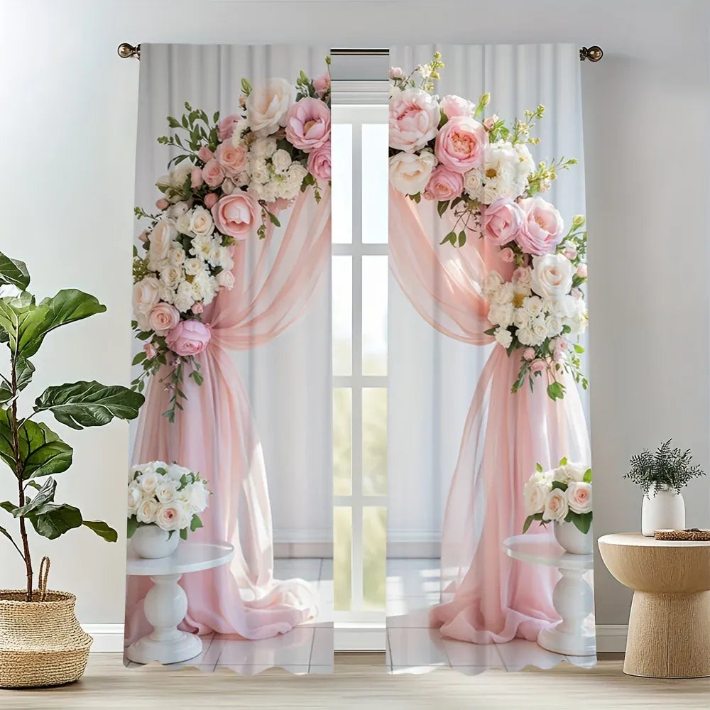 LY36 / 14Wx39L(35x100CM)x2 Ensemble de 2 Rideaux Décoratifs – Imprimés Indien Orné pour Chambre et Salon